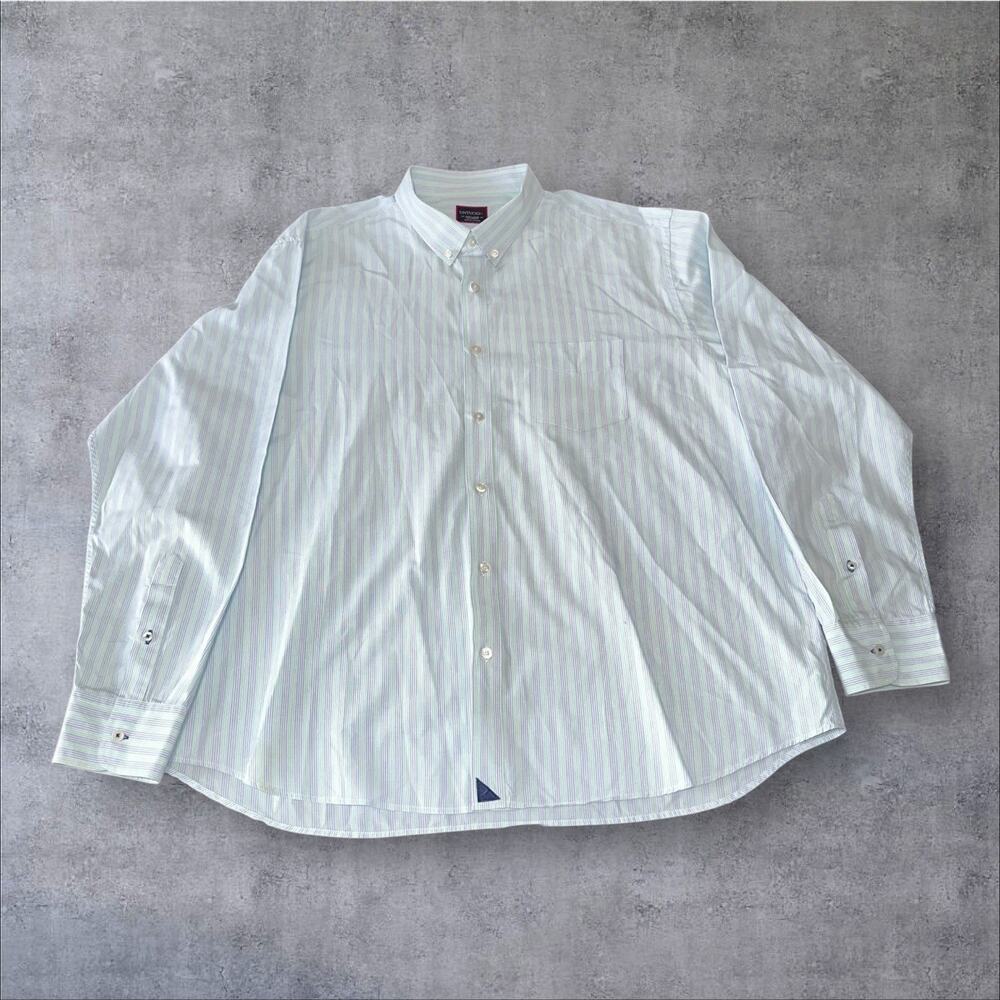 UNTUCKit Men's XXXL Green & Blue Stripe Collar Button Down Preppy Dress Shirt